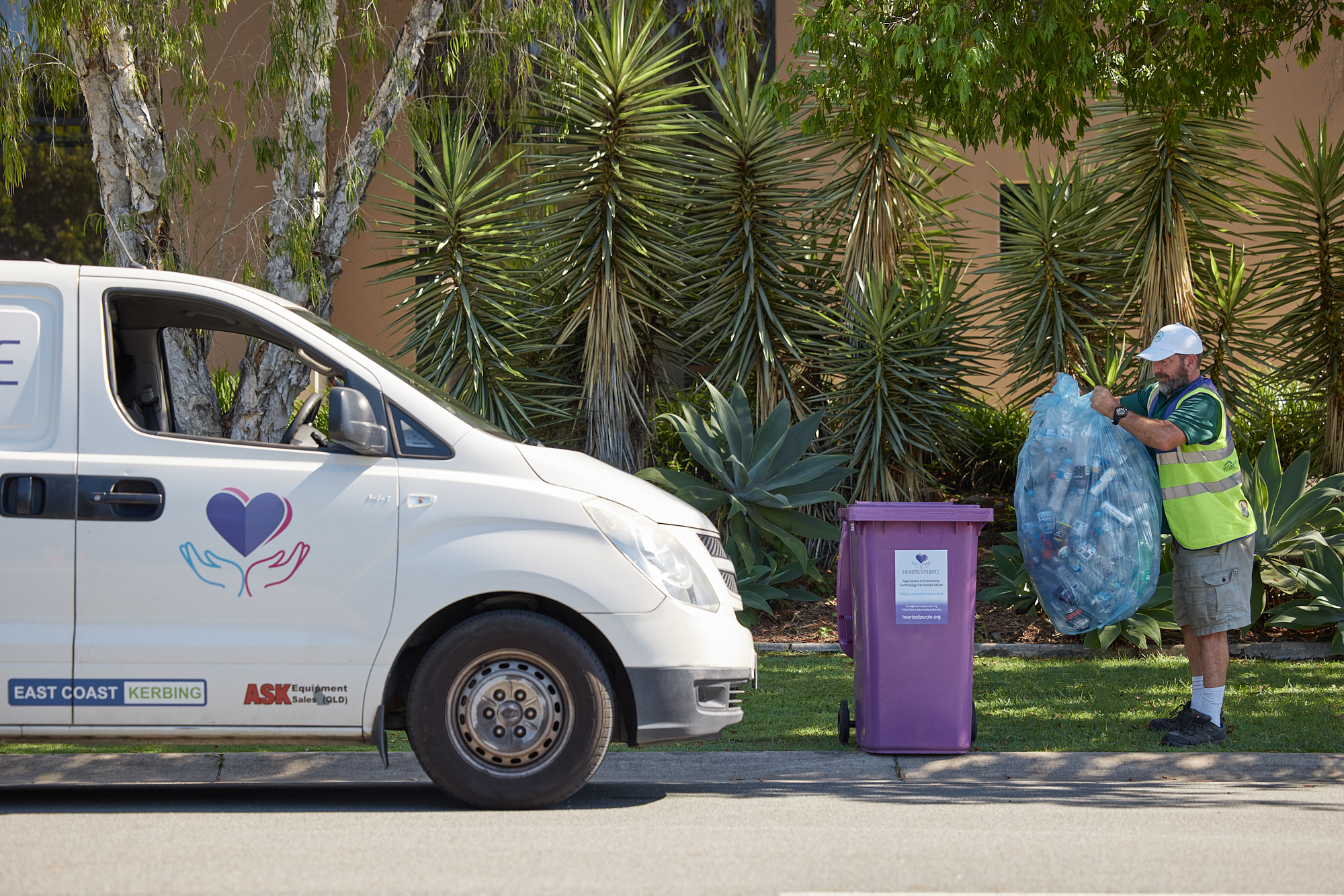 Hearts of Purple - van and bin