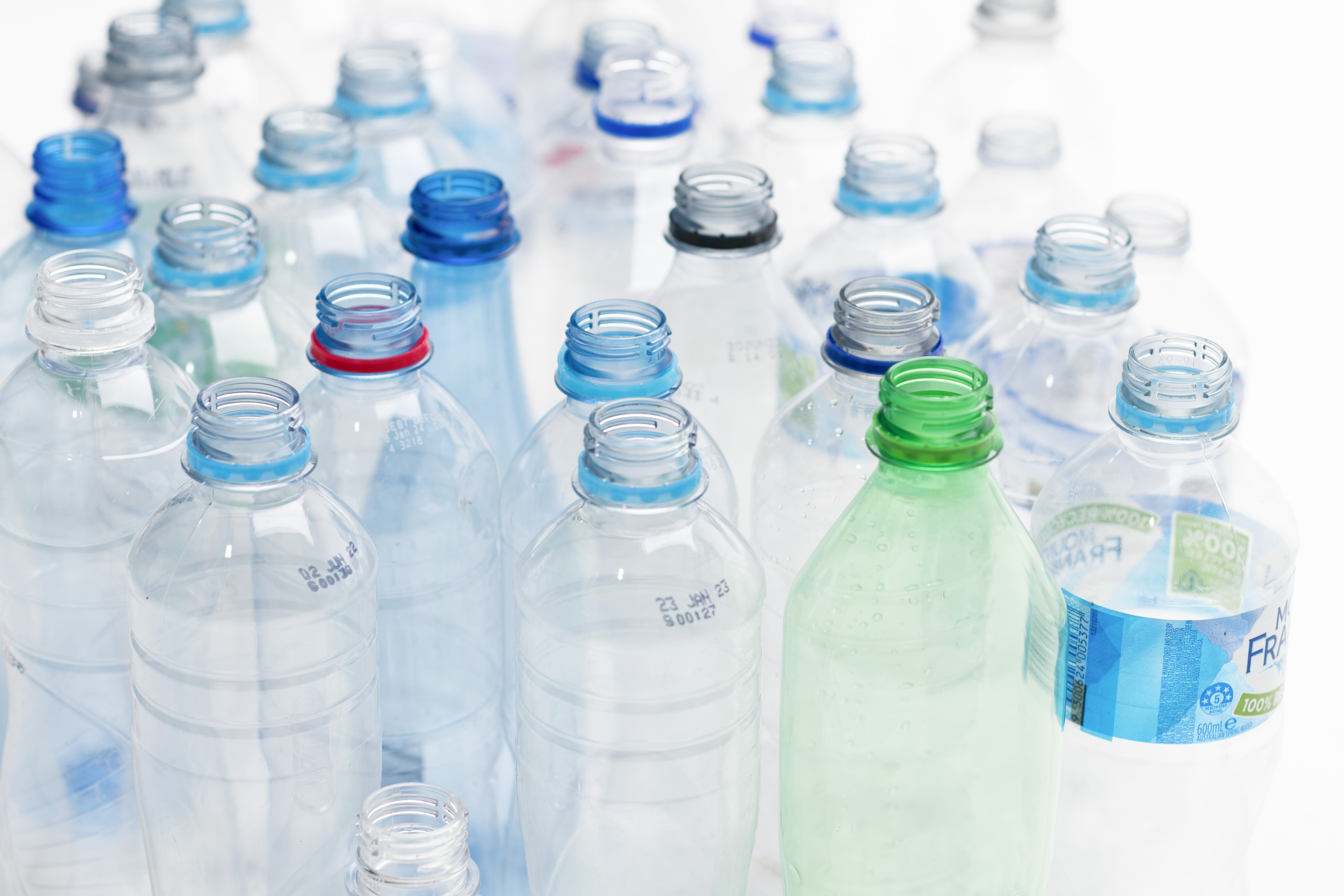 Lineup of plastic bottles 