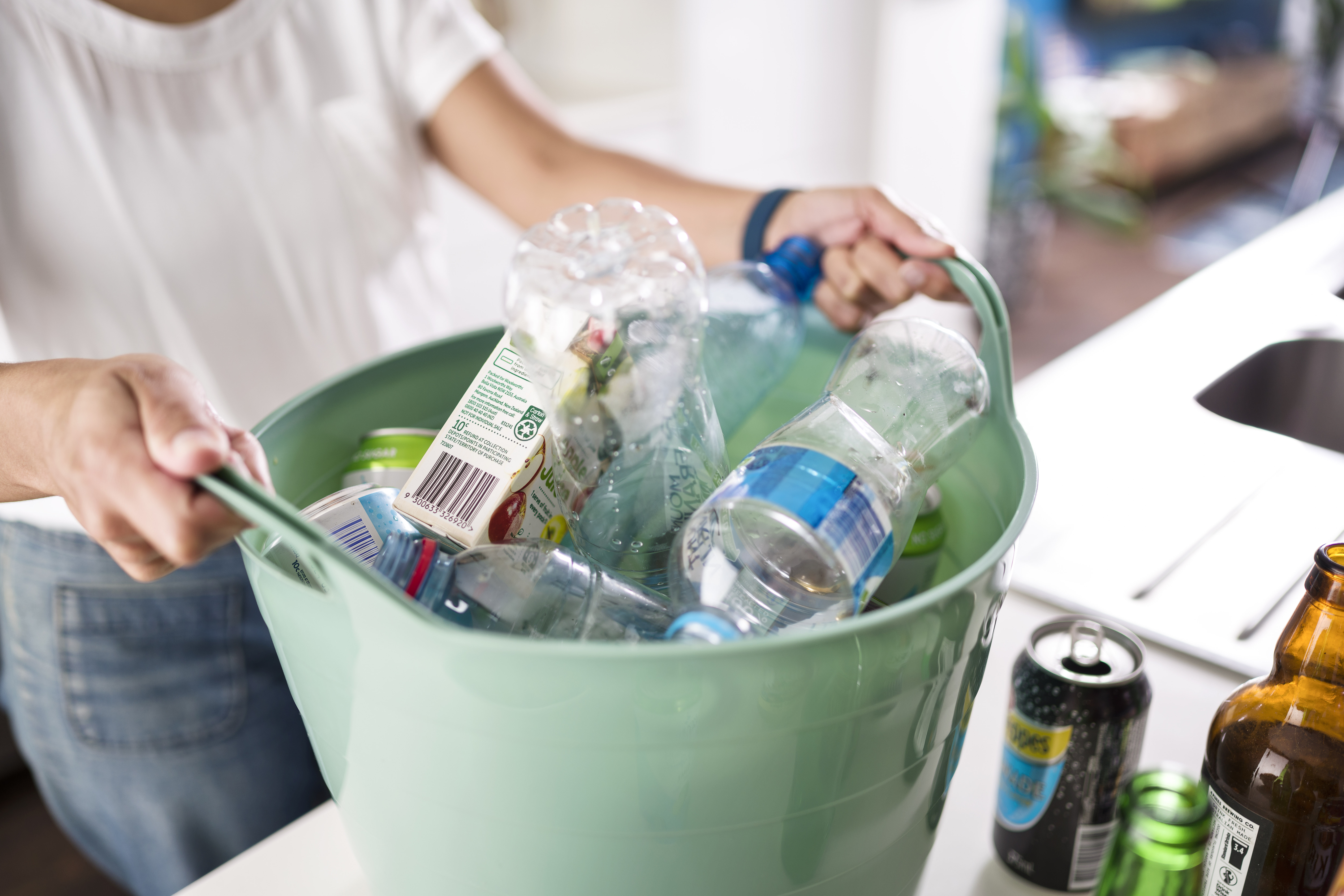 Bucket full of drink containers